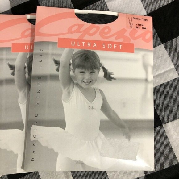Capezio Ultra Soft Black Girls Tights Dance Ballet - Picture 2 of 5